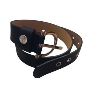 2/$30 Adrienne Vittadini Black Medium / Large Thick Statement Belt Faux Leather